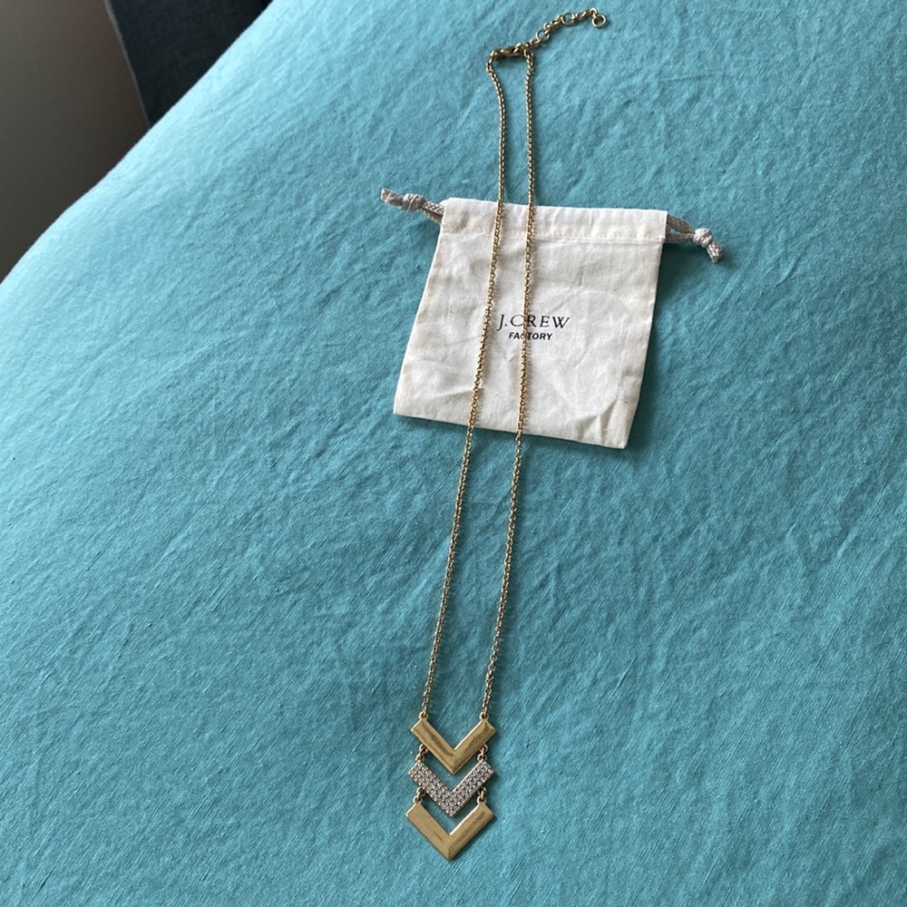 Gold and Diamond Chevron Long Necklace